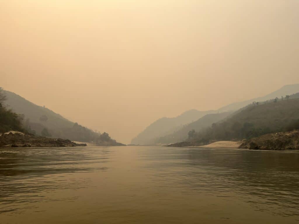 Mekong River during smoky / burning season. It can be as bad as smoking 2 packs of cigarettes a day!