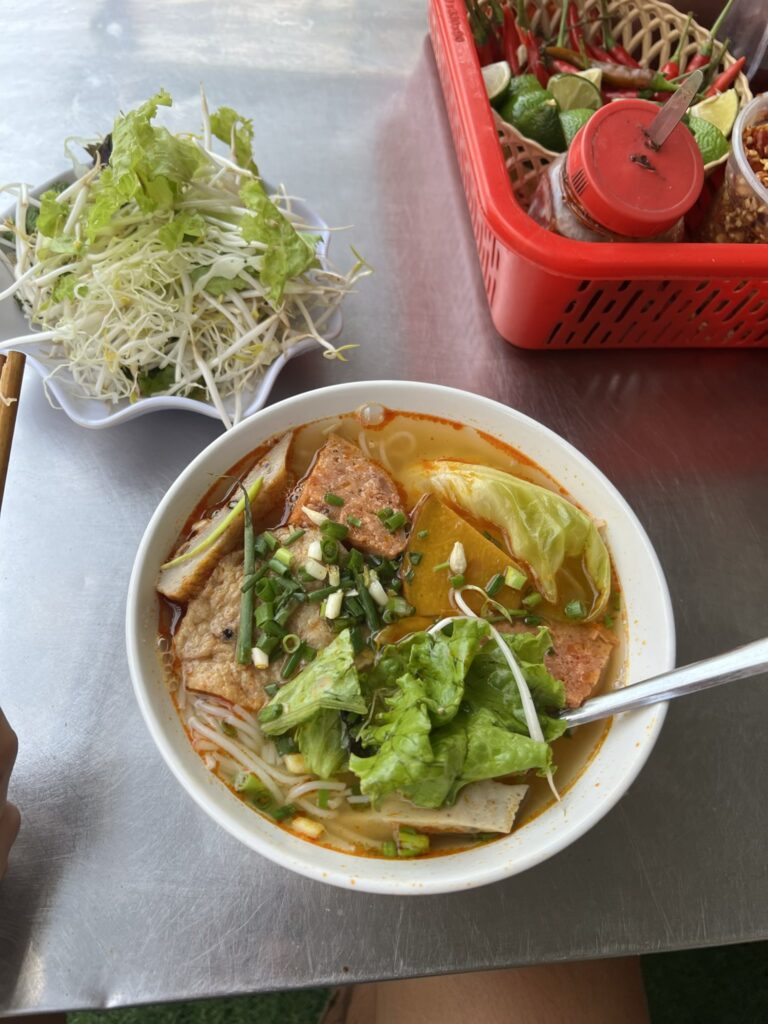 Vietnamese noodle Bún chả cá, local specialty of Central Vietnam in, Đà Nẵng, Vietnam.