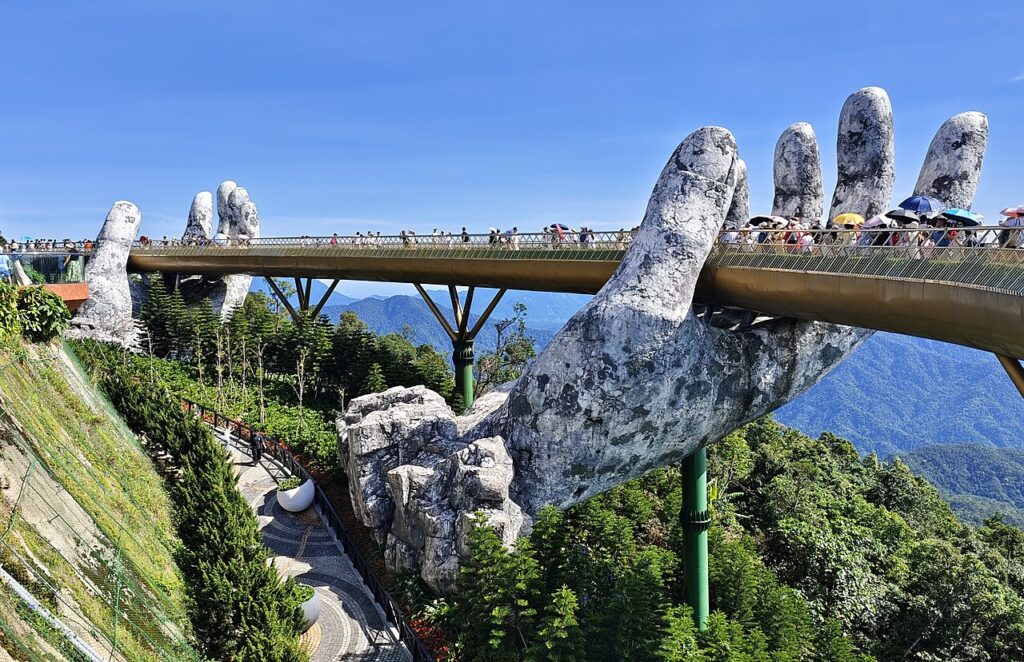 Golden Bridge at Ba Na Hills, Da Nang, Vietnam.